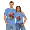 Wildflowers and Red Roses, Graphic T-Shirts for Women, Floral Shirt, Womens Short Sleeve, Ladies Graphic Tees #5127TTS