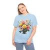 Wildflowers and Pink & Yellow Roses, Graphic T-Shirts for Women, Floral Shirt, Womens Short Sleeve, Ladies Graphic Tees #5136TTS