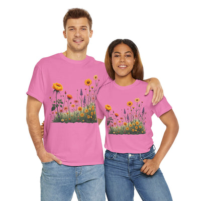 Wildflowers and Yellow Roses, Graphic T-Shirts for Women, Floral Shirt, Womens Short Sleeve, Ladies Graphic Tees #5028TTS