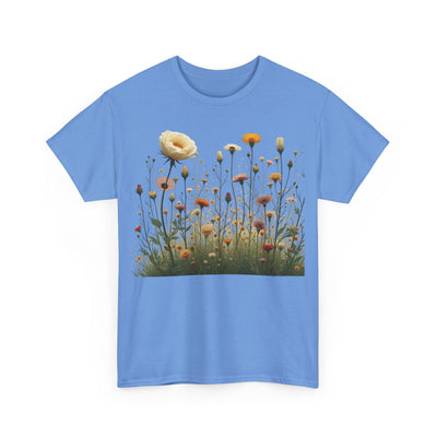 Wildflowers and White Roses, Graphic T-Shirts for Women, Floral Shirt, Womens Short Sleeve, Ladies Graphic Tees #5041TTS