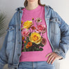 Wildflowers and Pink & Yellow Roses, Graphic T-Shirts for Women, Floral Shirt, Womens Short Sleeve, Ladies Graphic Tees #5148TTS