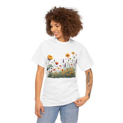 Wildflowers and Yellow Roses, Graphic T-Shirts for Women, Floral Shirt, Womens Short Sleeve, Ladies Graphic Tees #5028TTS