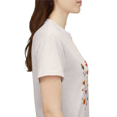 Wildflowers and a Yellow Rose, Graphic T-Shirts for Women, Floral Shirt, Womens Short Sleeve, Ladies Graphic Tees #5010TTS