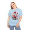 Wildflowers and Pink & Red Roses, Graphic T-Shirts for Women, Floral Shirt, Womens Short Sleeve, Ladies Graphic Tees #5134TTS