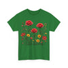 Wildflowers and Red Roses, Graphic T-Shirts for Women, Floral Shirt, Womens Short Sleeve, Ladies Graphic Tees #5034TTS