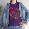 Wildflowers and Red Roses, Graphic T-Shirts for Women, Floral Shirt, Womens Short Sleeve, Ladies Graphic Tees #5034TTS