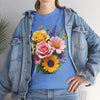 Wildflowers and Pink & Yellow Roses, Graphic T-Shirts for Women, Floral Shirt, Womens Short Sleeve, Ladies Graphic Tees #5145TTS