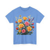 Wildflowers and Pink & Yellow Roses, Graphic T-Shirts for Women, Floral Shirt, Womens Short Sleeve, Ladies Graphic Tees #5142TTS