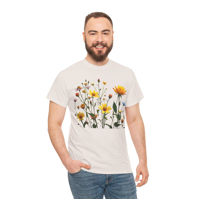 Wildflowers and a Yellow Rose, Graphic T-Shirts for Women, Floral Shirt, Womens Short Sleeve, Ladies Graphic Tees #5009TTS