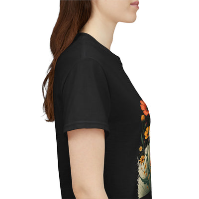 Wildflowers and Orange Roses, Graphic T-Shirts for Women, Floral Shirt, Womens Short Sleeve, Ladies Graphic Tees #5047TTS