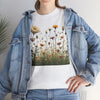 Wildflowers and White Roses, Graphic T-Shirts for Women, Floral Shirt, Womens Short Sleeve, Ladies Graphic Tees #5041TTS
