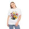 Wildflowers and Pink & Yellow Roses, Graphic T-Shirts for Women, Floral Shirt, Womens Short Sleeve, Ladies Graphic Tees #5138TTS
