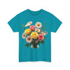 Wildflowers and Pink & Yellow Roses, Graphic T-Shirts for Women, Floral Shirt, Womens Short Sleeve, Ladies Graphic Tees #5136TTS