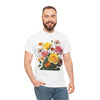 Wildflowers and Pink & Yellow Roses, Graphic T-Shirts for Women, Floral Shirt, Womens Short Sleeve, Ladies Graphic Tees #5148TTS