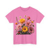 Wildflowers and Pink & Yellow Roses, Graphic T-Shirts for Women, Floral Shirt, Womens Short Sleeve, Ladies Graphic Tees #5147TTS