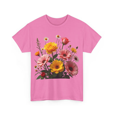 Wildflowers and Pink & Yellow Roses, Graphic T-Shirts for Women, Floral Shirt, Womens Short Sleeve, Ladies Graphic Tees #5147TTS