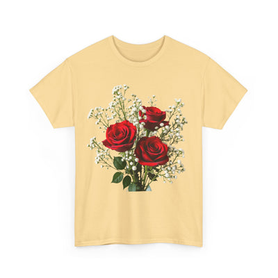 Wildflowers and Red Roses, Graphic T-Shirts for Women, Floral Shirt, Womens Short Sleeve, Ladies Graphic Tees #5127TTS