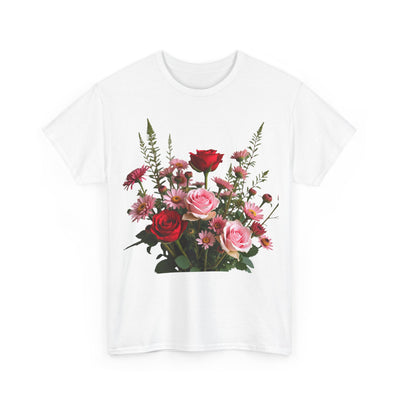 Wildflowers and Red & Pink Roses, Graphic T-Shirts for Women, Floral Shirt, Womens Short Sleeve, Ladies Graphic Tees #5132TTS
