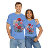Wildflowers and Pink & Red Roses, Graphic T-Shirts for Women, Floral Shirt, Womens Short Sleeve, Ladies Graphic Tees #5134TTS