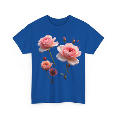 Wildflowers and Pink Roses, Graphic T-Shirts for Women, Floral Shirt, Womens Short Sleeve, Ladies Graphic Tees #5019TTS