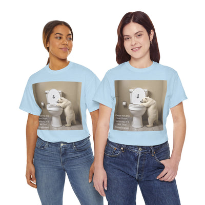 Please Put the Seat Down, Seriously, It's Not that Complicated, Polar Bear Toilet Seat Down, Seat Down Reminder Shirt #5004STS
