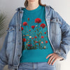 Wildflowers and Red Roses, Graphic T-Shirts for Women, Floral Shirt, Womens Short Sleeve, Ladies Graphic Tees #5035TTS