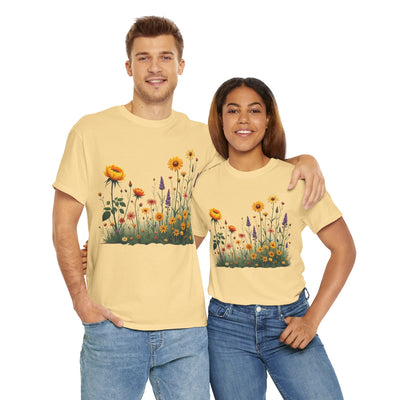 Wildflowers and Yellow Roses, Graphic T-Shirts for Women, Floral Shirt, Womens Short Sleeve, Ladies Graphic Tees #5028TTS