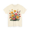 Wildflowers and Pink & Yellow Roses, Graphic T-Shirts for Women, Floral Shirt, Womens Short Sleeve, Ladies Graphic Tees #5142TTS