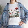 Wildflowers and a Red Rose, Graphic T-Shirts for Women, Floral Shirt, Womens Short Sleeve, Ladies Graphic Tees #5008TTS