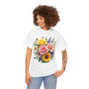 Wildflowers and Pink & Yellow Roses, Graphic T-Shirts for Women, Floral Shirt, Womens Short Sleeve, Ladies Graphic Tees #5145TTS
