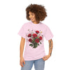 Wildflowers and Red Roses, Graphic T-Shirts for Women, Floral Shirt, Womens Short Sleeve, Ladies Graphic Tees #5131TTS