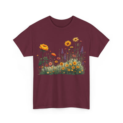 Wildflowers and Yellow Roses, Graphic T-Shirts for Women, Floral Shirt, Womens Short Sleeve, Ladies Graphic Tees #5028TTS