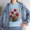 Wildflowers and Red Roses, Graphic T-Shirts for Women, Floral Shirt, Womens Short Sleeve, Ladies Graphic Tees #5129TTS