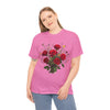 Wildflowers and Red Roses, Graphic T-Shirts for Women, Floral Shirt, Womens Short Sleeve, Ladies Graphic Tees #5131TTS
