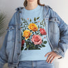Wildflowers and Pink & Yellow Roses, Graphic T-Shirts for Women, Floral Shirt, Womens Short Sleeve, Ladies Graphic Tees #5149TTS