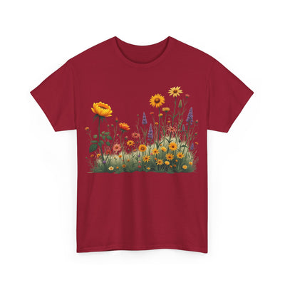 Wildflowers and Yellow Roses, Graphic T-Shirts for Women, Floral Shirt, Womens Short Sleeve, Ladies Graphic Tees #5028TTS
