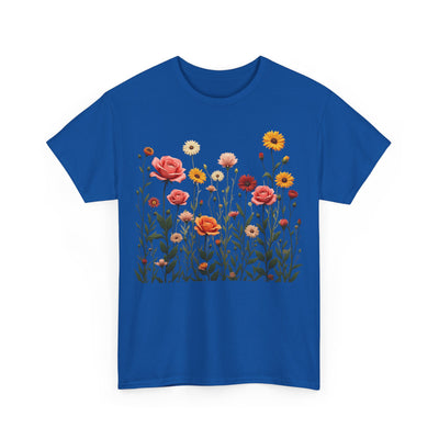 Wildflowers and Pink Roses, Graphic T-Shirts for Women, Floral Shirt, Womens Short Sleeve, Ladies Graphic Tees #5023TTS