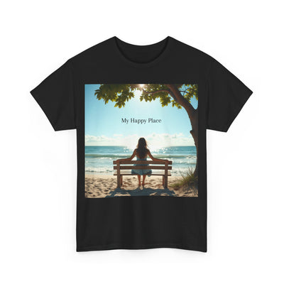My Happy Place, Woman on Bench, Looking at Waves,Safe Place T-Shirt, Finding My Happy Place Top, Ocean Waves,#5003STS