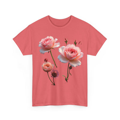 Wildflowers and Pink Roses, Graphic T-Shirts for Women, Floral Shirt, Womens Short Sleeve, Ladies Graphic Tees #5019TTS