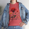 Wildflowers and a Red Rose, Graphic T-Shirts for Women, Floral Shirt, Womens Short Sleeve, Ladies Graphic Tees #5007TTS