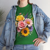 Wildflowers and Pink & Yellow Roses, Graphic T-Shirts for Women, Floral Shirt, Womens Short Sleeve, Ladies Graphic Tees #5145TTS