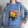 Wildflowers and Pink & Yellow Roses, Graphic T-Shirts for Women, Floral Shirt, Womens Short Sleeve, Ladies Graphic Tees #5143TTS