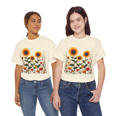 Sunflowers & Wildflowers, Graphic T-Shirts for Women, Floral Shirt, Womens Short Sleeve, Ladies Graphic Tees #5154TTS