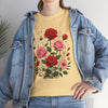 Wildflowers and Pink & Red Roses, Graphic T-Shirts for Women, Floral Shirt, Womens Short Sleeve, Ladies Graphic Tees #5134TTS