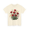 Wildflowers and Red Roses, Graphic T-Shirts for Women, Floral Shirt, Womens Short Sleeve, Ladies Graphic Tees #5128TTS