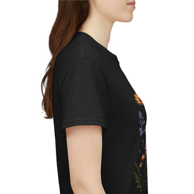 Wildflowers and Pink Roses, Graphic T-Shirts for Women, Floral Shirt, Womens Short Sleeve, Ladies Graphic Tees #5015TTS
