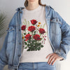 Wildflowers and Red Roses, Graphic T-Shirts for Women, Floral Shirt, Womens Short Sleeve, Ladies Graphic Tees #5128TTS