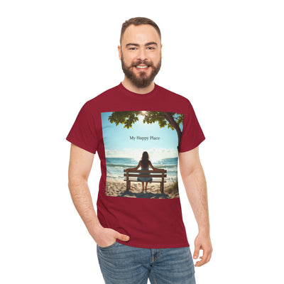 My Happy Place, Woman on Bench, Looking at Waves,Safe Place T-Shirt, Finding My Happy Place Top, Ocean Waves,#5003STS