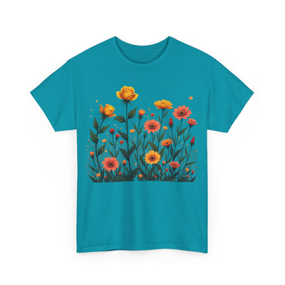 Wildflowers and Yellow Roses, Graphic T-Shirts for Women, Floral Shirt, Womens Short Sleeve, Ladies Graphic Tees #5026TTS