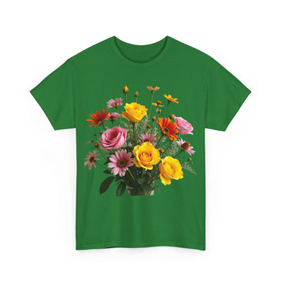 Wildflowers and Pink & Yellow Roses, Graphic T-Shirts for Women, Floral Shirt, Womens Short Sleeve, Ladies Graphic Tees #5138TTS